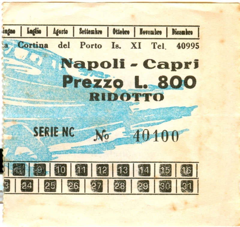 Aliscafi Rodriquez Biglietto primi anni 70