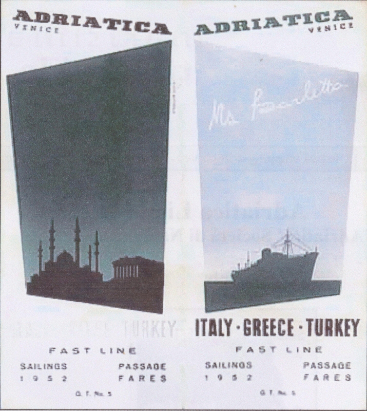 Time Table "ADRIATICA" Soc.di Navig. part. Gennaio - Dicembre 1952