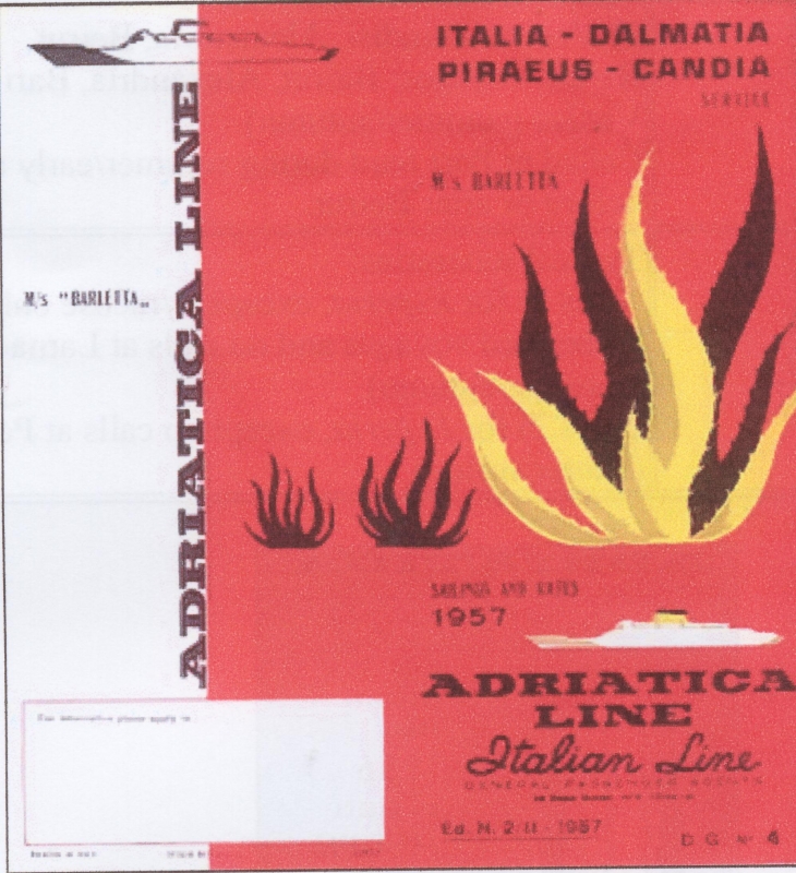 Time Table "ADRIATICA" Soc.di Navig. partenze Gennaio - Dicembre 1957