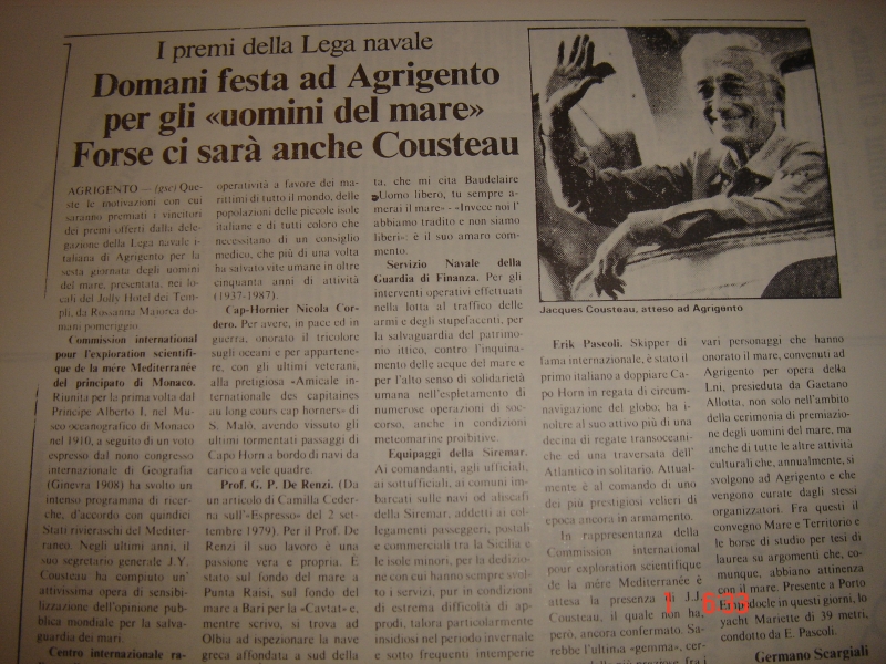 PREMIAZIONE "GIORNATA DEGLI UOMINI DEL MARE" - 1987