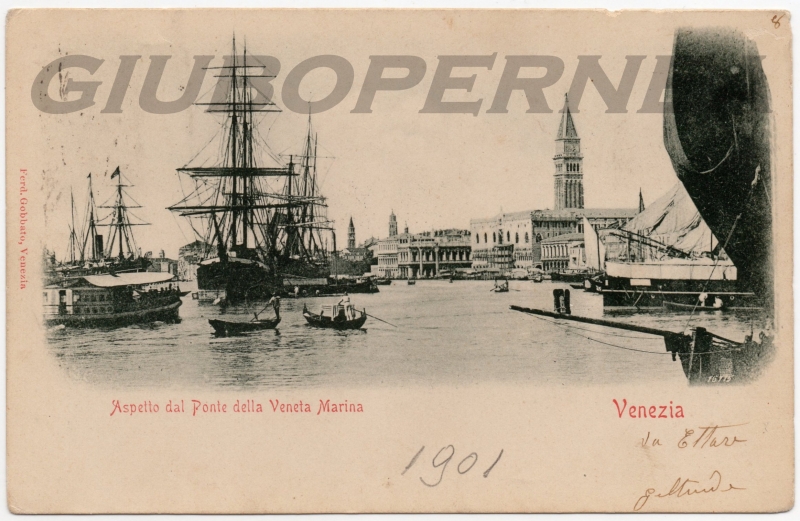 Bacino S.Marco Venezia con navi a propulsione mista vela-vapore