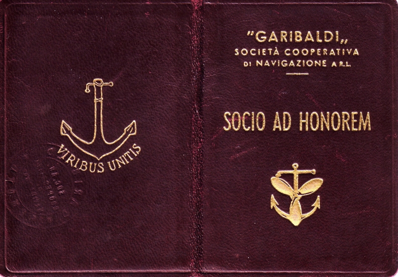 Tessera della Cooperativa marinara Garibaldi