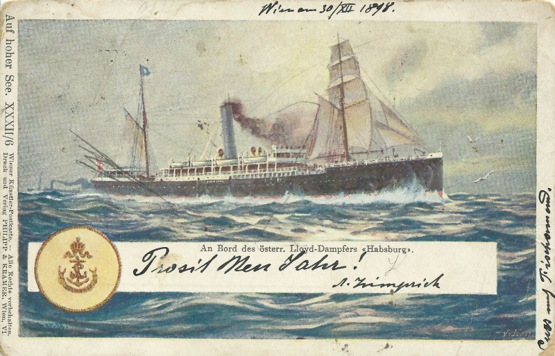 SS HABSBURG postcard